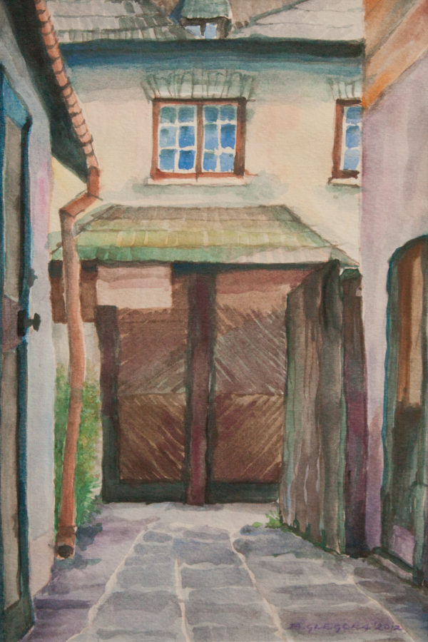 Podwórko - akwarela