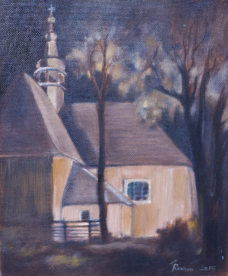 Kościół na Pólku nokturn - obraz olejny