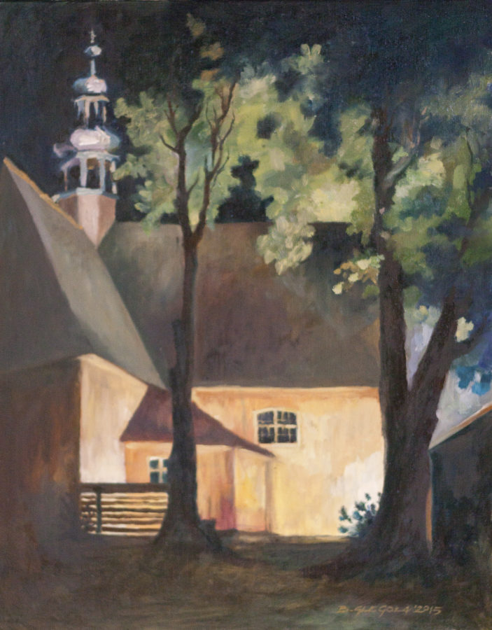 Kościół na Pólku nokturn - obraz olejny