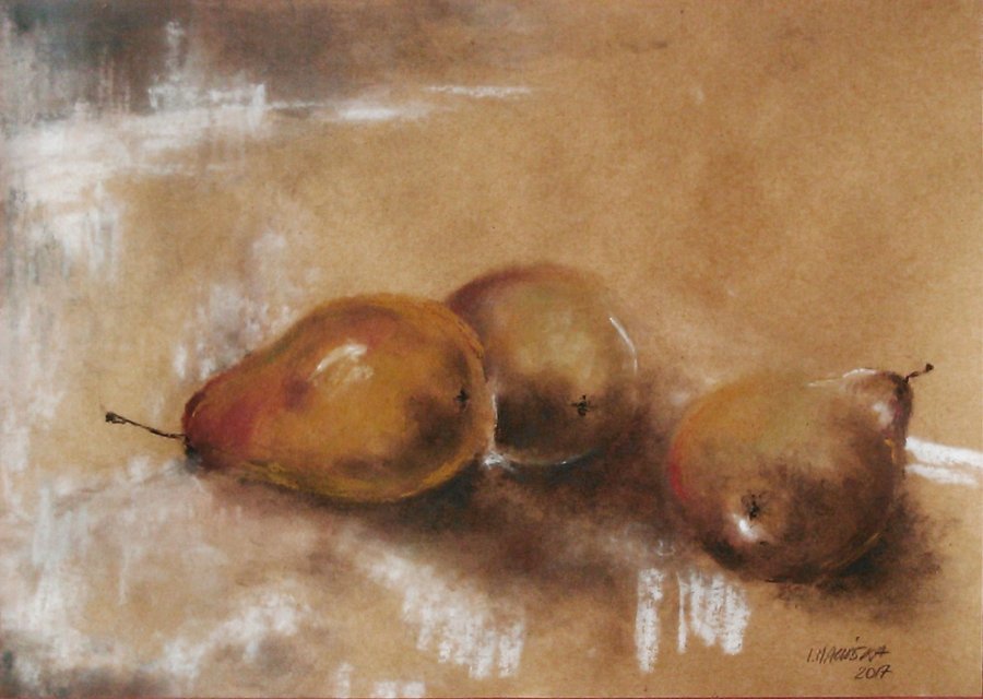 Iga_Macińska_Gruszki_II_pastel na papierze, 2017